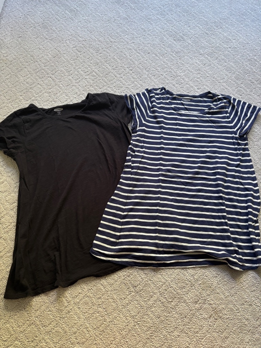 Bundle of women’s maternity Short Sleeve Tee Set - Black & Navy and white Stripe